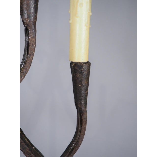 A French Wrought Iron Floor Candelabra With Candle Snuffer, Late 19th Century For Sale - Image 10 of 16