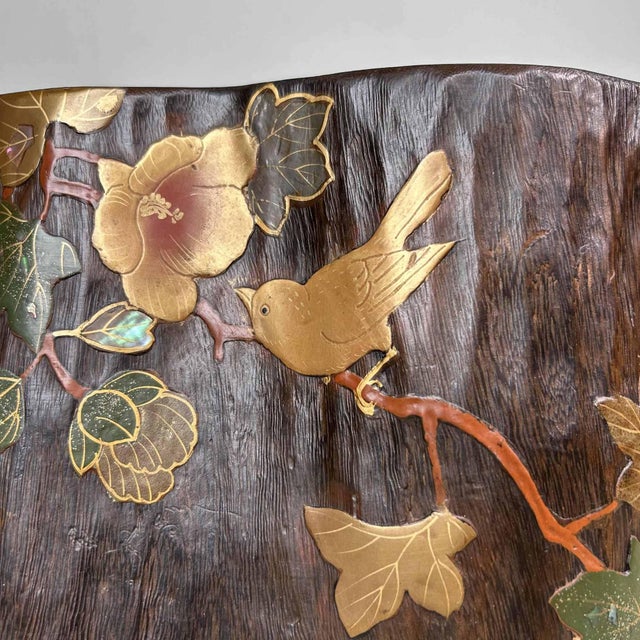 Decorative Japanese Hibachi, a traditional fire bowl made from paulownia wood, from the Shōwa period. Dimensions: height...