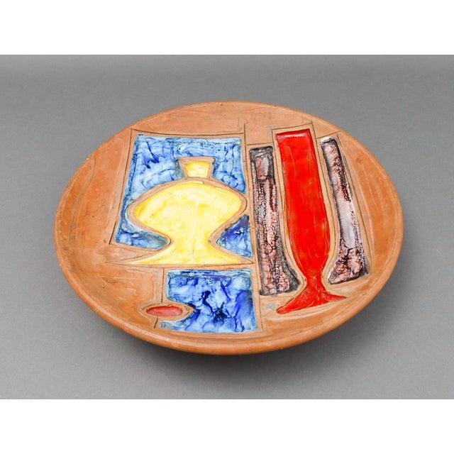 Raymor Pottery Mid 20th Century Raymor Bitossi Alvino Bagni Italy Mid-Century Modern Terra Cotta Art Pottery Plate For Sale - Image 4 of 7