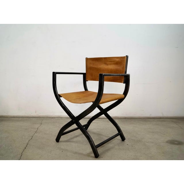 Restoration Hardware Restoration Hardware French Leather Director’s Armchair For Sale - Image 4 of 12