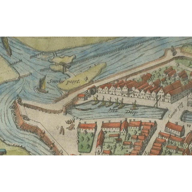 17th Century Dutch City Plan of Sloten in Friesland by N. Van Geelkercken, 1616 For Sale - Image 5 of 10