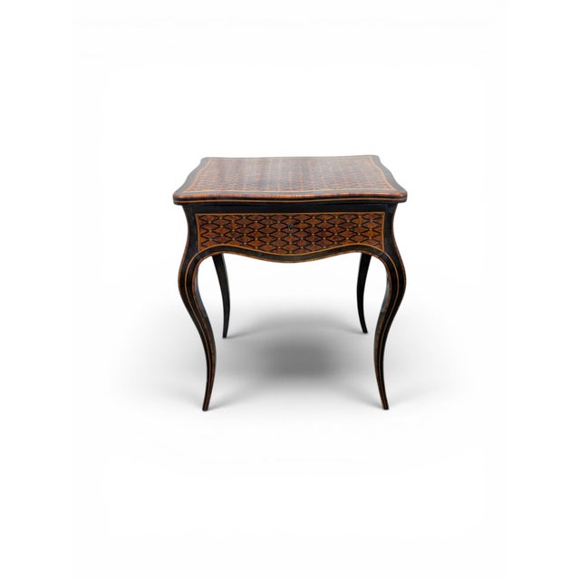 This splendid and elegant centerpiece dressing table features a refined geometric herringbone and diamond-patterned...