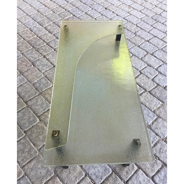 Coffee Table St Gobain" Coffee Table with Double Glass Trays St Gobain Circa 50/60 Foot Chrome Steel Brass Foot Thickness...