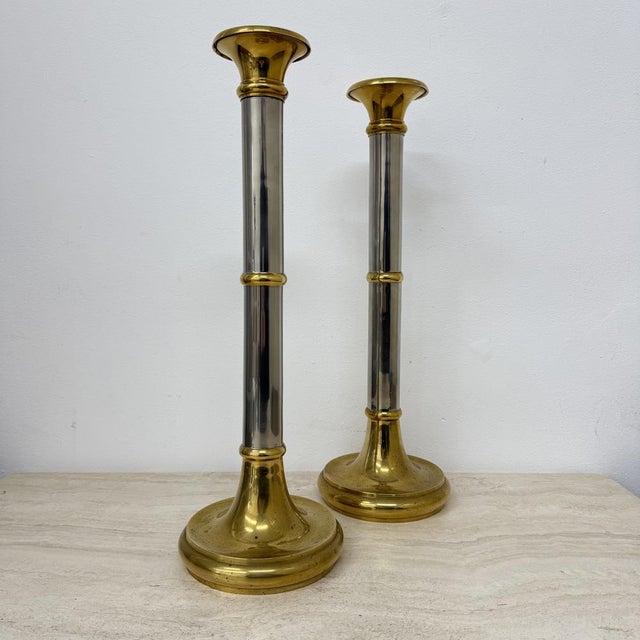 Gold Large Candle Sticks by Gunther Lambert, 1970s, Set of 2 For Sale - Image 8 of 18