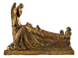 Sculpture of Queen and Angels, 1890s, Gilded Terracotta