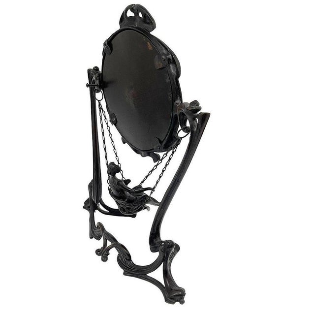 Art Nouveau Demoiselle À La Balancelle Tabletop Vanity Mirror by Erté, Paris, 1907 For Sale - Image 11 of 12