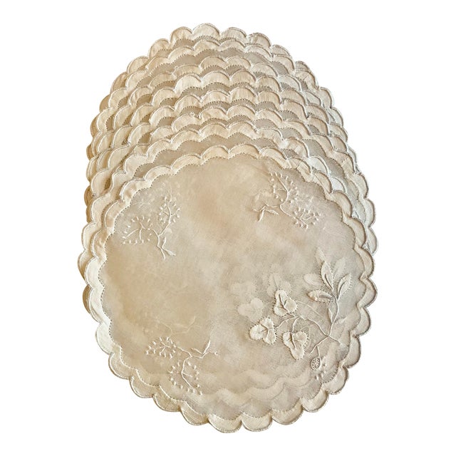 Vintage Madeira Marghab Round Cocktail Napkins, Set/8 For Sale