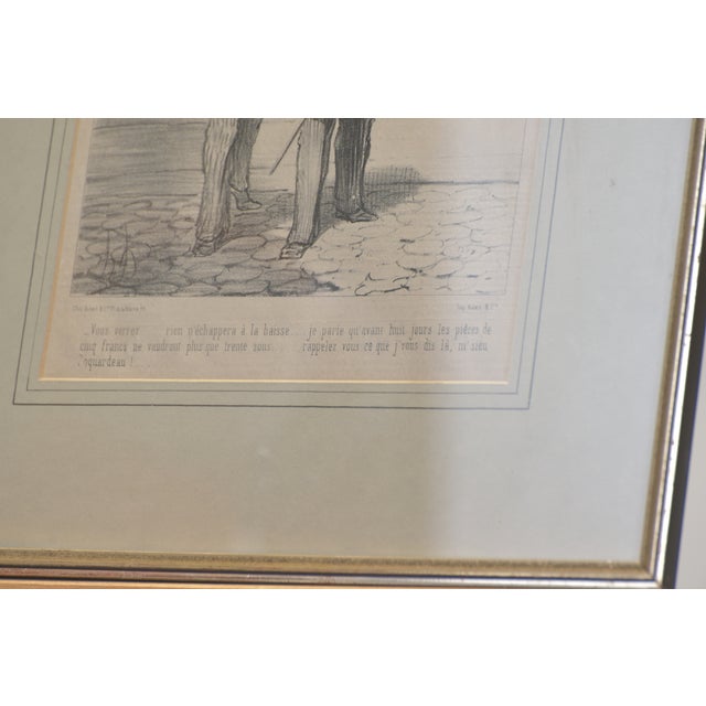 Steel Engraving by Honoré Daumier, Les Alarmists Son Alarmee, Le Charivari Magazine, Circa 1860, Framed Under Glass with Berlin Molding, Silver-Plated For Sale - Image 5 of 8
