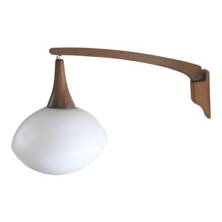 Mid-Century Modern Teak Atomic Mushroom Wall Mount Pendant Light For Sale