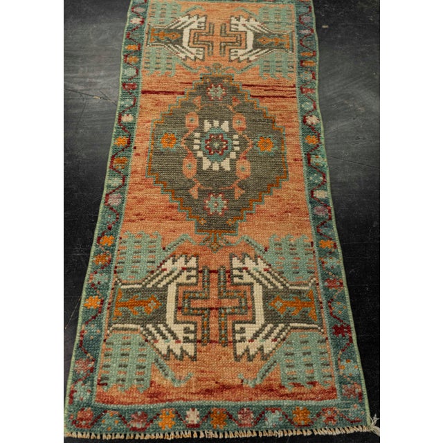 Turkish Mini Rug Oriental Hand Knotted Vintage Rug 1'4" x 3'2" #21179 Explore a curated collection of hallway runners,...