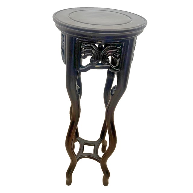 Chinese Vintage Mahogany Plant Stand Pedestal Prunus Root Carved Tall Jardinière Table For Sale - Image 3 of 12
