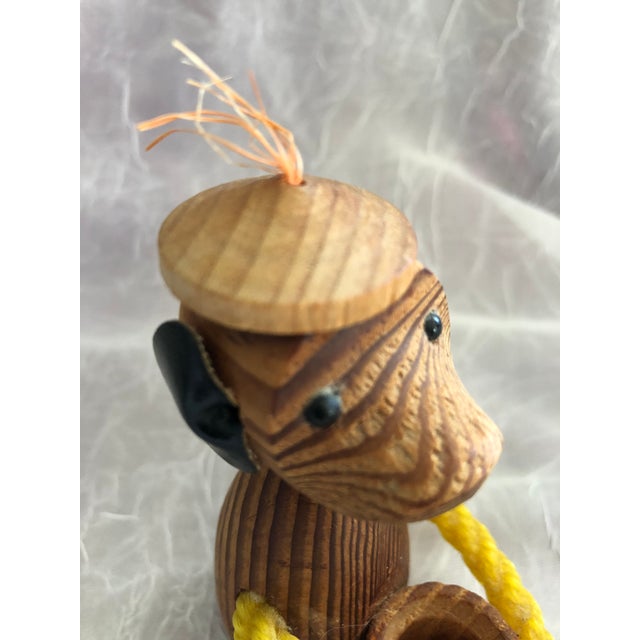 1960s Mid Century Modern Teak Vintage Monkey With Beret Toothpick Holder For Sale - Image 5 of 12