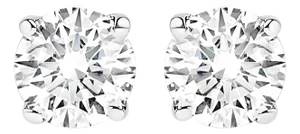 AGS Certified 14K White Gold 1.0 cttw 4-Prong Set Brilliant Round-Cut Solitaire Diamond Push Back Stud Earrings - 2 Pieces