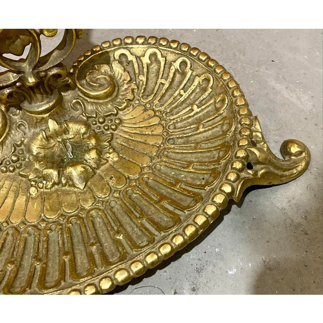 Early 18th Century Vintage Rococo Revival Style Ornate Brass Complete 5-Piece Fireplace Tools Set For Sale - Image 5 of 9