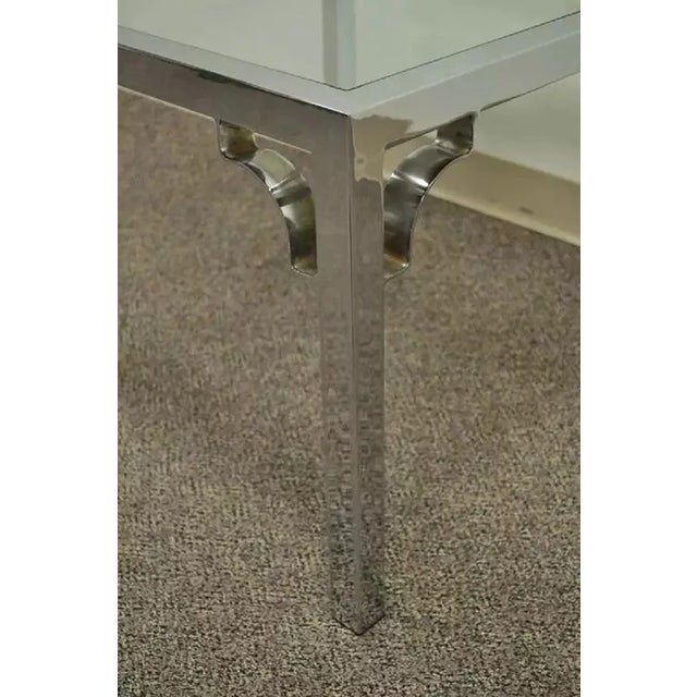 Late 20th Century Late 20th Century Mid Century Modern Chrome X-Frame Square Glass Top Hollywood Regency Side Table For Sale - Image 5 of 9