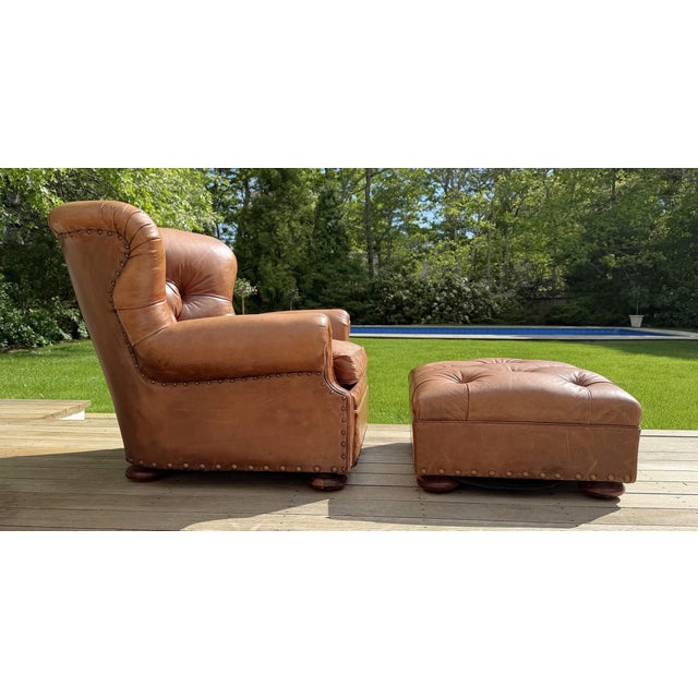Ralph Lauren Chair and Ottoman Set in Saddle Toned Leather For Sale - Image 18 of 18