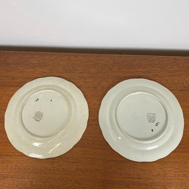 Choisy Le Roi Plates in Earthenware with Floral Motif, Late 19th Century, Set of 2 For Sale - Image 6 of 10