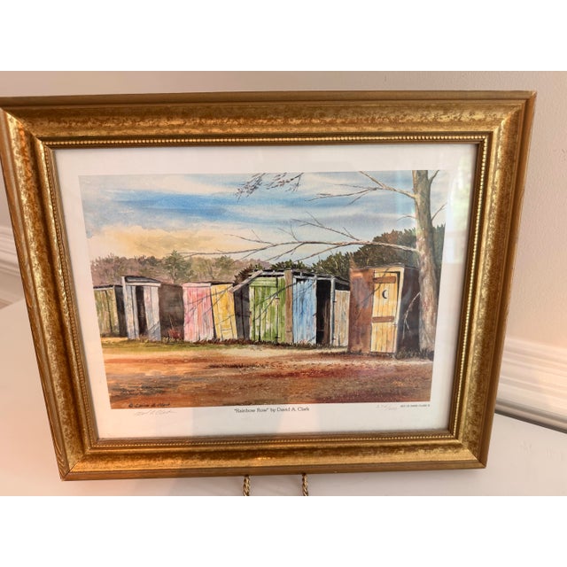 Paint David A. Clark “Rainbow Row” Signed Limited Edition Print 374/600 in Antiqued Gold Frame For Sale - Image 7 of 12