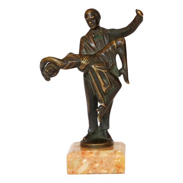 Dancing Couple in Bronze & Marble, 1920s For Sale