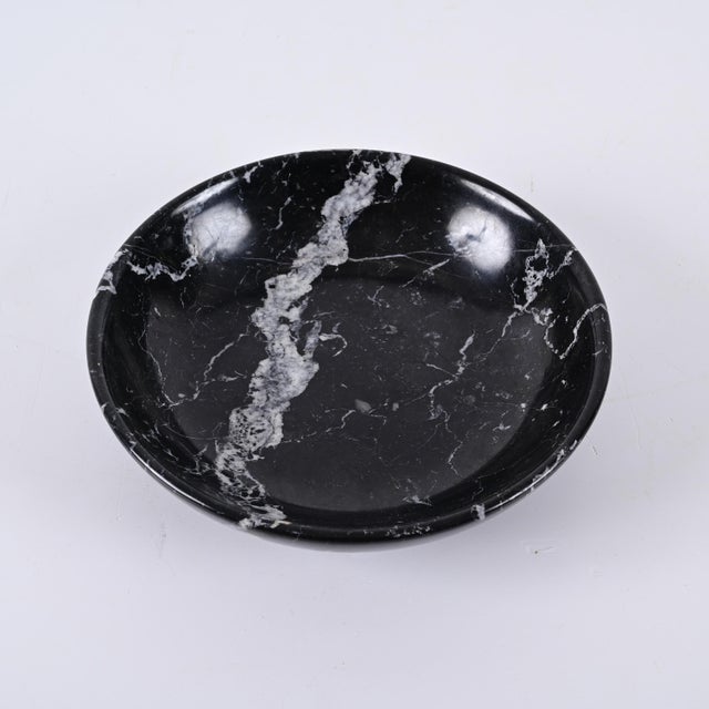 Stone Mid-Century Italian Black Marble with White Grains Round Bowl, 1950s For Sale - Image 7 of 18