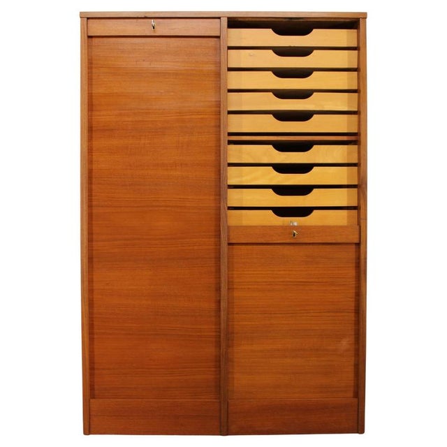 Mid-Century Tambour Office Cabinet, Denmark, 1960s For Sale - Image 16 of 16