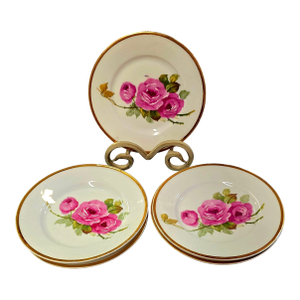 Vintage Set of 5 Pink Rose Dessert Plates From Germany