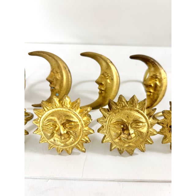 Metal Vintage Celestial Sun and Moon Napkin Rings – Set of 8 Gold Tabletop Decor – Boho Entertaining Table Setting For Sale - Image 7 of 10
