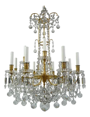 Signed Baccarat Gilt Bronze and Crystal 12 Light Chandelier, circa 1890