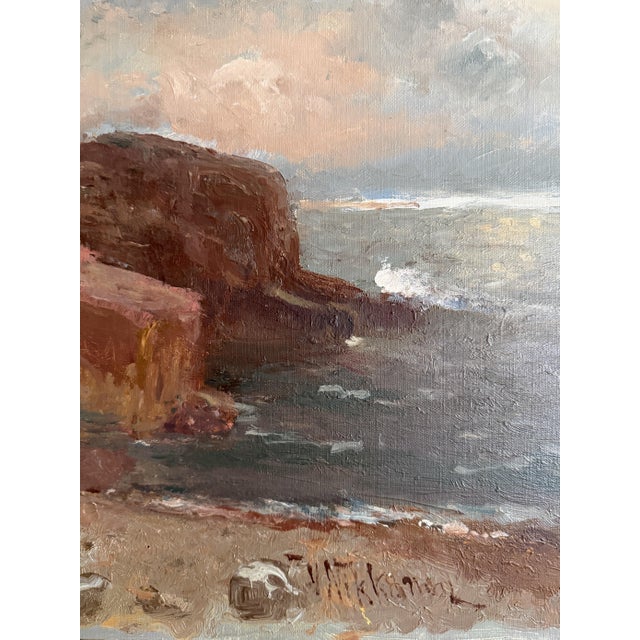 Mid 20th Century Victor Nikkanen - Ocean Shore Landscape Oil Painting For Sale In Washington DC - Image 6 of 7