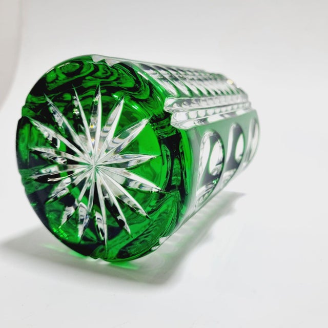 Tinted Emerald Green Lead Crystal Vase, 1970s For Sale - Image 7 of 10