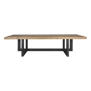 Late 20th Century Modern Oak on Geometric Steel Base Dining Table For Sale