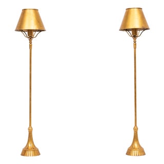 Gold Leaf Table Lamps, France, 1970s, Set of 2 For Sale