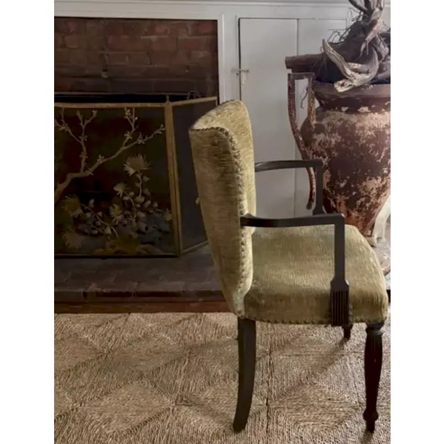 Mid Century Arm Chair in Velvet With Nail Heads For Sale - Image 4 of 11
