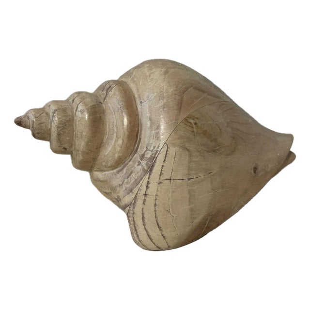 Sarreid Large Carved Wood Conch Shell, Made in Spain For Sale
