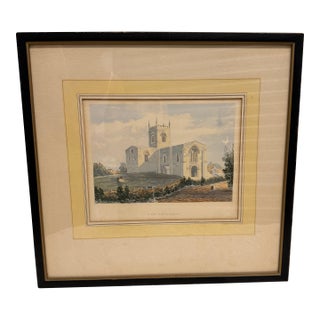 Vintage English Architectural Print of St. Mary’s Church, Stow, Lincolnshire, Custom Framed For Sale