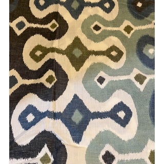 Schumacher Darya Ikat Fabric Sky 1.3 Yards For Sale