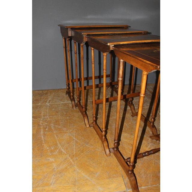 Nesting Tables in Floral Marquetry, 1900s, Set of 4 For Sale - Image 13 of 18
