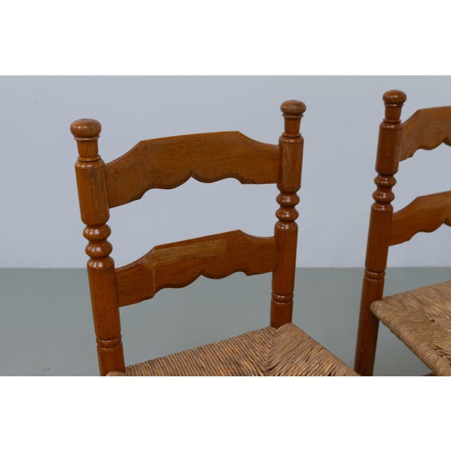 Brown Danish Oak Chairs with Rush Seats in Seagrass by Hans Dau, 1940s, Set of 6 For Sale - Image 8 of 18