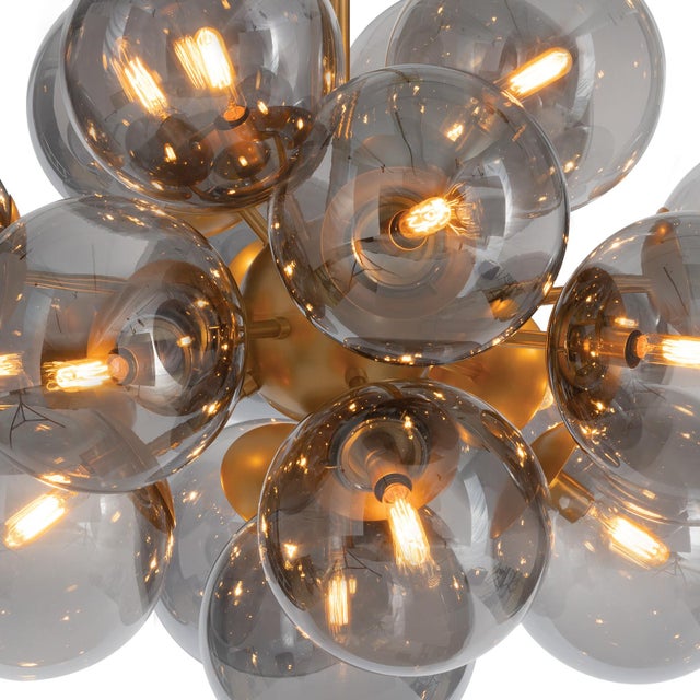 2020s Regina Andrew Shine Globe Chandelier, Natural Brass with Smoke Glass For Sale - Image 5 of 9