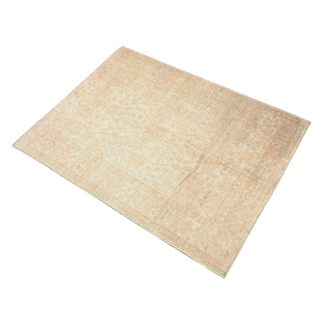 Islamic 9x12 Soft Washed Oushak Rug | Afghan Hand-Knotted Floral Wool Rug For Sale - Image 3 of 10