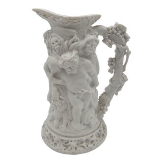 Antique 19th Century French Jouhannaud Dubois Bacchanal Parian Ware Pitcher For Sale