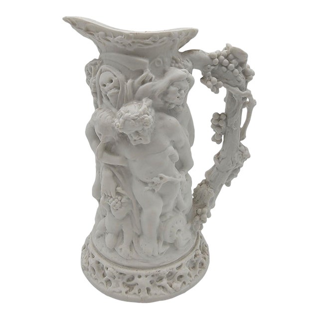 Antique 19th Century French Jouhannaud Dubois Bacchanal Parian Ware Pitcher For Sale
