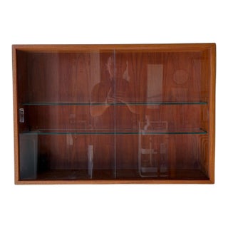 Vintage Danish Teak Wall-Mounted Display Cabinet With Sliding Glass Doors by Cado – Mid-Century Modern For Sale
