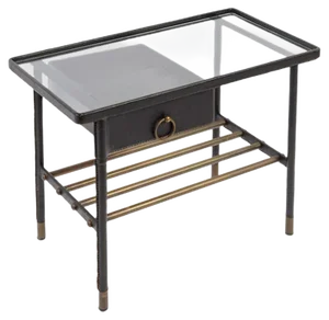 Night Table Sheathed in Leather by Jacques Adnet