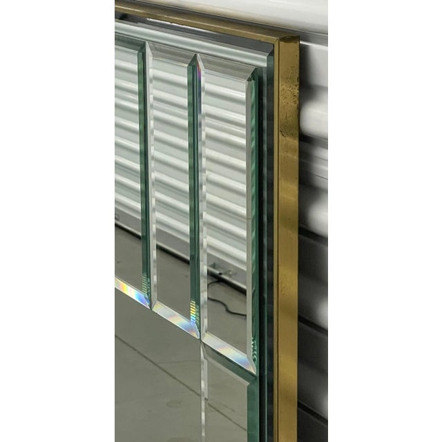 Brass 1960s La Barge Polished Brass Frame Glass Beveled Mirror For Sale - Image 8 of 11