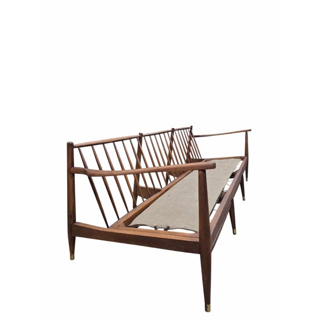 Ivory Mid 20th Century Danish Modern Sofa Attributed to Ib Kofod-Larsen Newly Reupholstered For Sale - Image 8 of 12