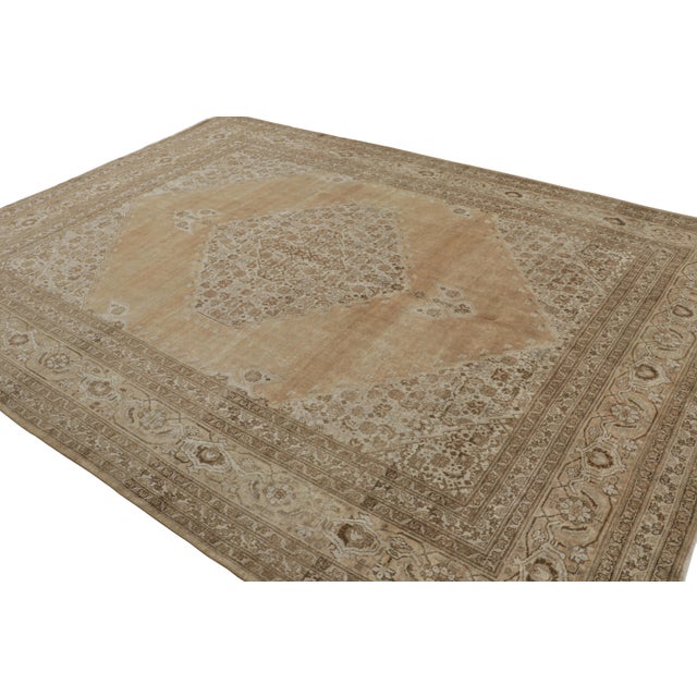 Traditional Antique Persian Tabriz Rug in Brown, With Open Field, From Rug & Kilim For Sale - Image 3 of 7