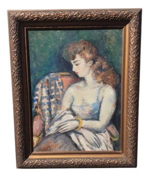 Portrait of Woman, Oil on Panel, 20th Century, Framed