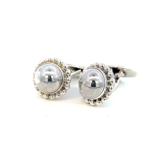 1990s Pair of George Jensen Estate Round Beaded Mens Cufflinks Silver For Sale - Image 9 of 9