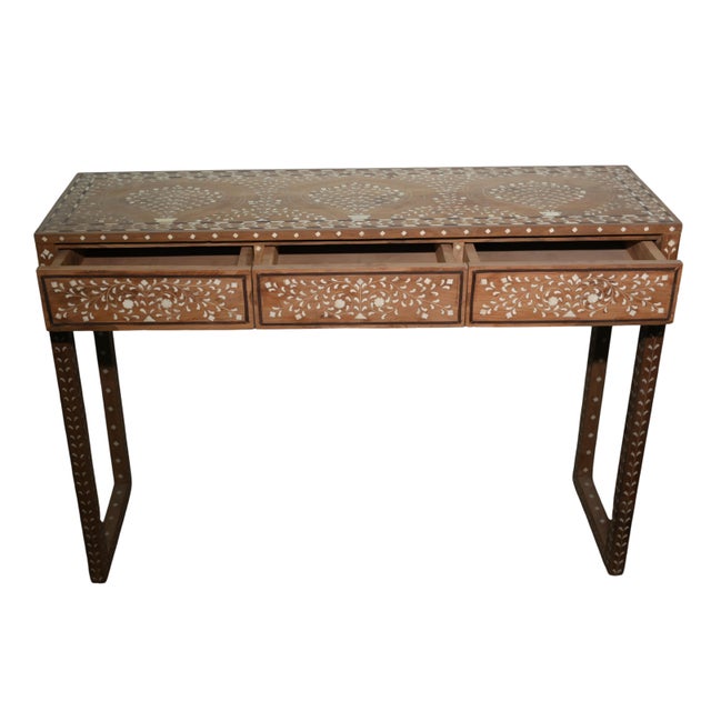 Contemporary Wooden Inlay Console Table For Sale - Image 4 of 6